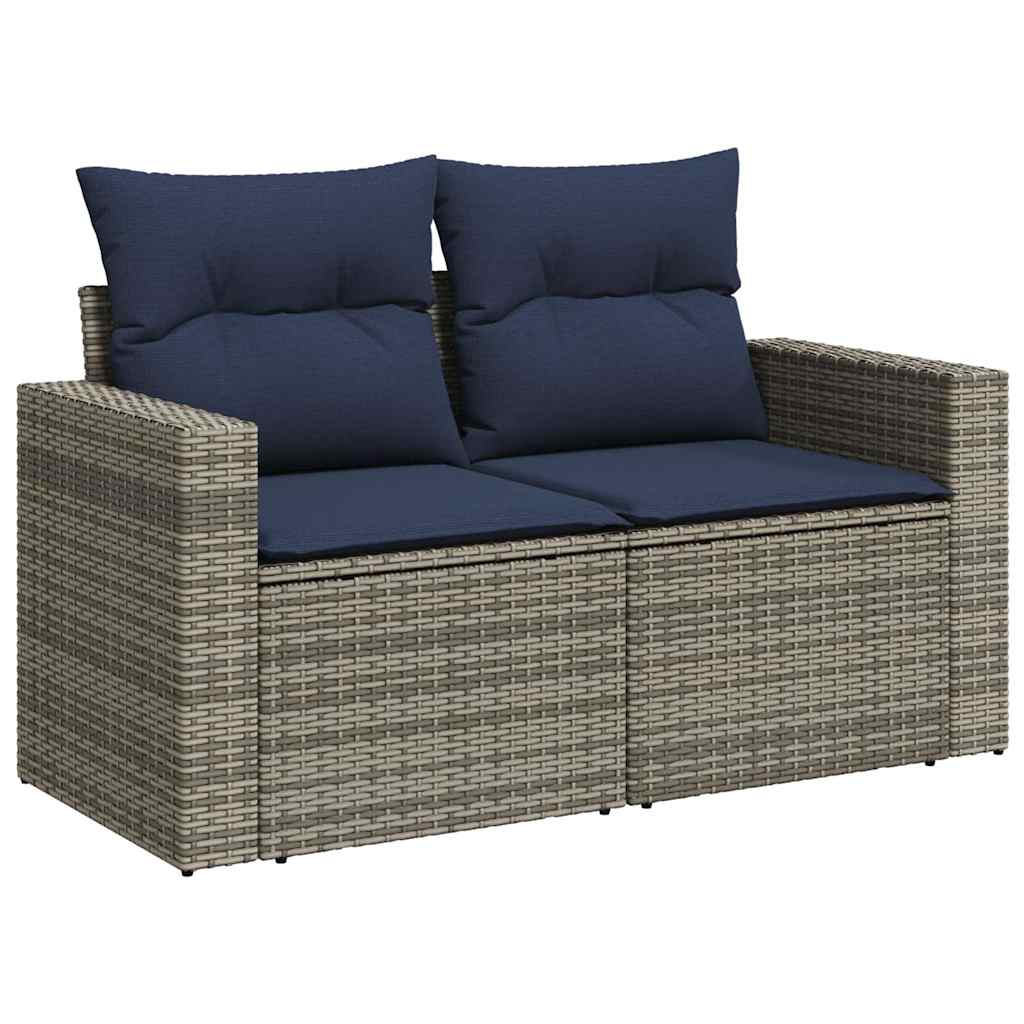 8 Piece Garden Sofa Set with Cushions Brown Poly Rattan Acacia