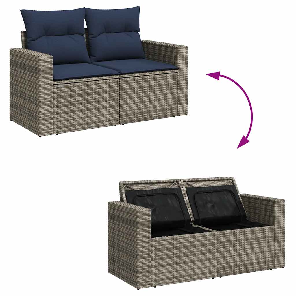 8 Piece Garden Sofa Set with Cushions Brown Poly Rattan Acacia