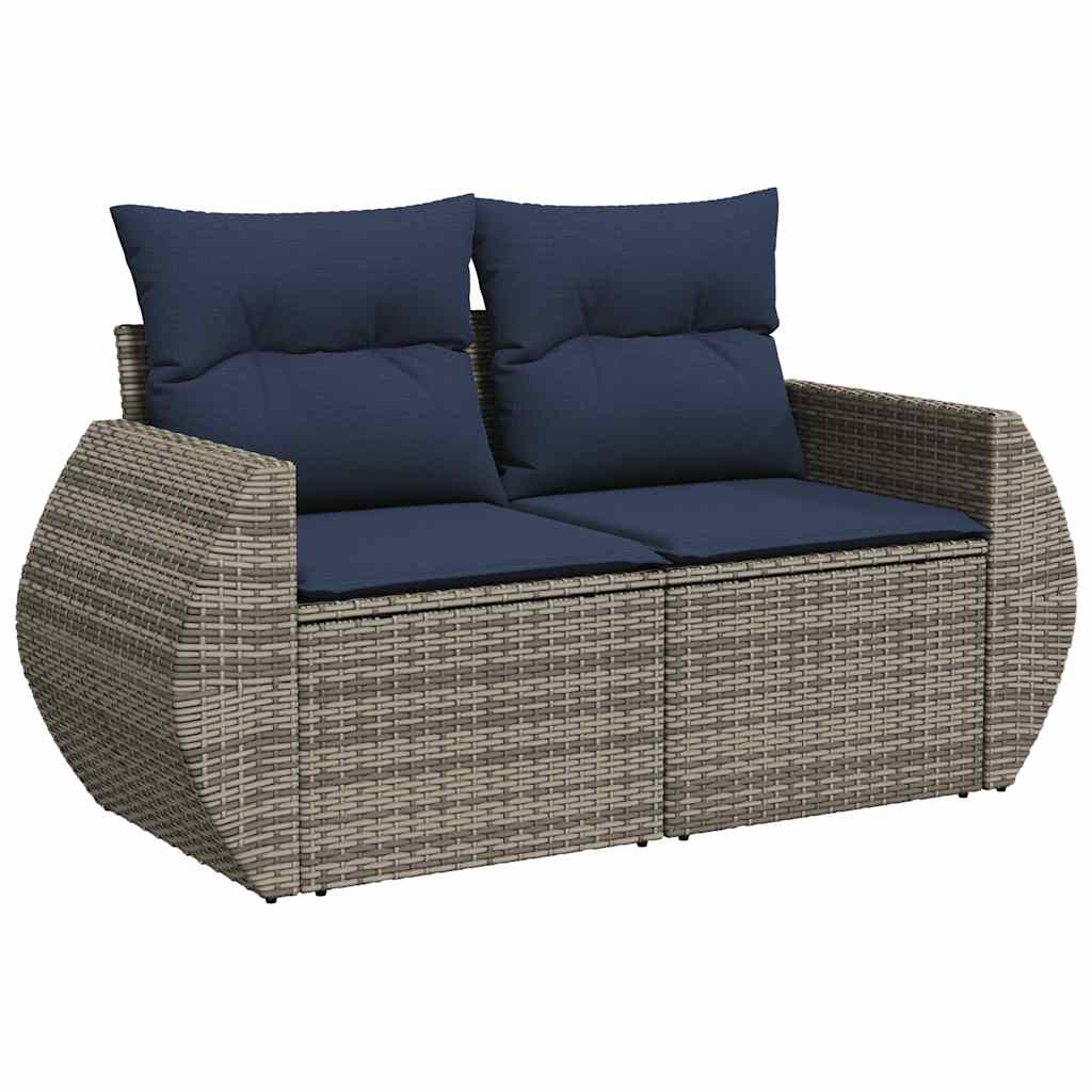 6 Piece Garden Sofa Set with Cushions Black Poly Rattan Acacia