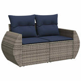 6 Piece Garden Sofa Set with Cushions Black Poly Rattan Acacia