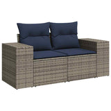 7 Piece Garden Sofa Set with Cushions Brown Poly Rattan Acacia