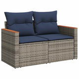 8 Piece Garden Sofa Set with Cushions Grey Poly Rattan Acacia