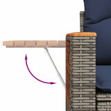 6 Piece Garden Sofa Set with Cushions Grey Poly Rattan Acacia