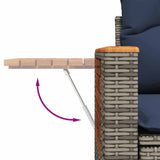 7 Piece Garden Sofa Set with Cushions Grey Poly Rattan Acacia