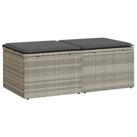 2 Piece Garden Sofa Set with Cushions Light Grey Poly Rattan Acacia