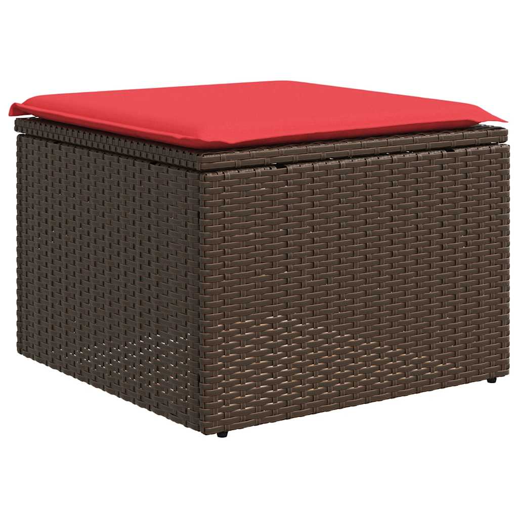 2 Piece Garden Sofa Set with Cushions Brown Poly Rattan Acacia