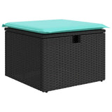 2 Piece Garden Sofa Set with Cushions Black Poly Rattan Acacia