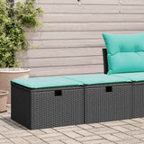 2 Piece Garden Sofa Set with Cushions Black Poly Rattan Acacia
