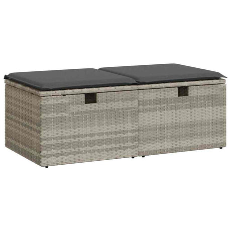 2 Piece Garden Sofa Set with Cushions Light Grey Poly Rattan Acacia