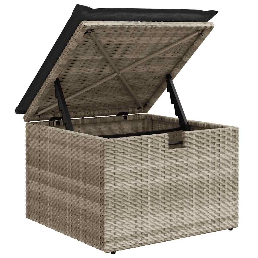 2 Piece Garden Sofa Set with Cushions Light Grey Poly Rattan Acacia