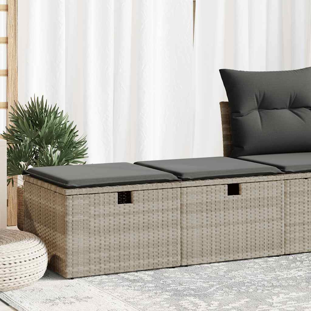 2 Piece Garden Sofa Set with Cushions Light Grey Poly Rattan Acacia