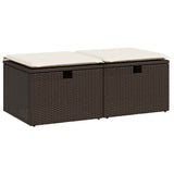 2 Piece Garden Sofa Set with Cushions Brown Poly Rattan Acacia