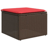 2 Piece Garden Sofa Set with Cushions Brown Poly Rattan Acacia