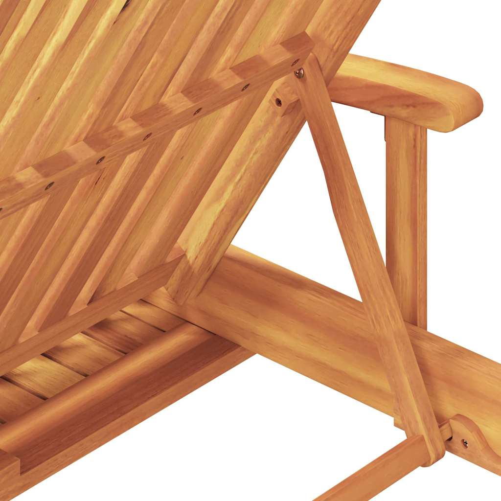 Sun Lounger Reclining Beige 200 x 67 x 84cm Solid Acacia wood