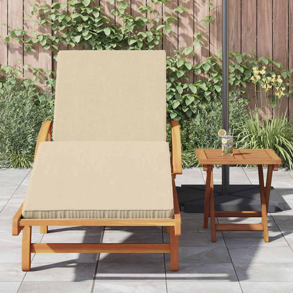 Sun Lounger Reclining Beige 200 x 67 x 84cm Solid Acacia wood