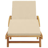 Sun Lounger Reclining Beige 200 x 67 x 84cm Solid Acacia wood
