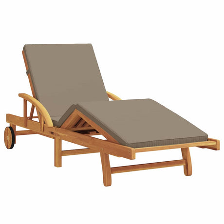 Sun Lounger Reclining Taupe 200 x 67 x 84cm Solid Acacia wood