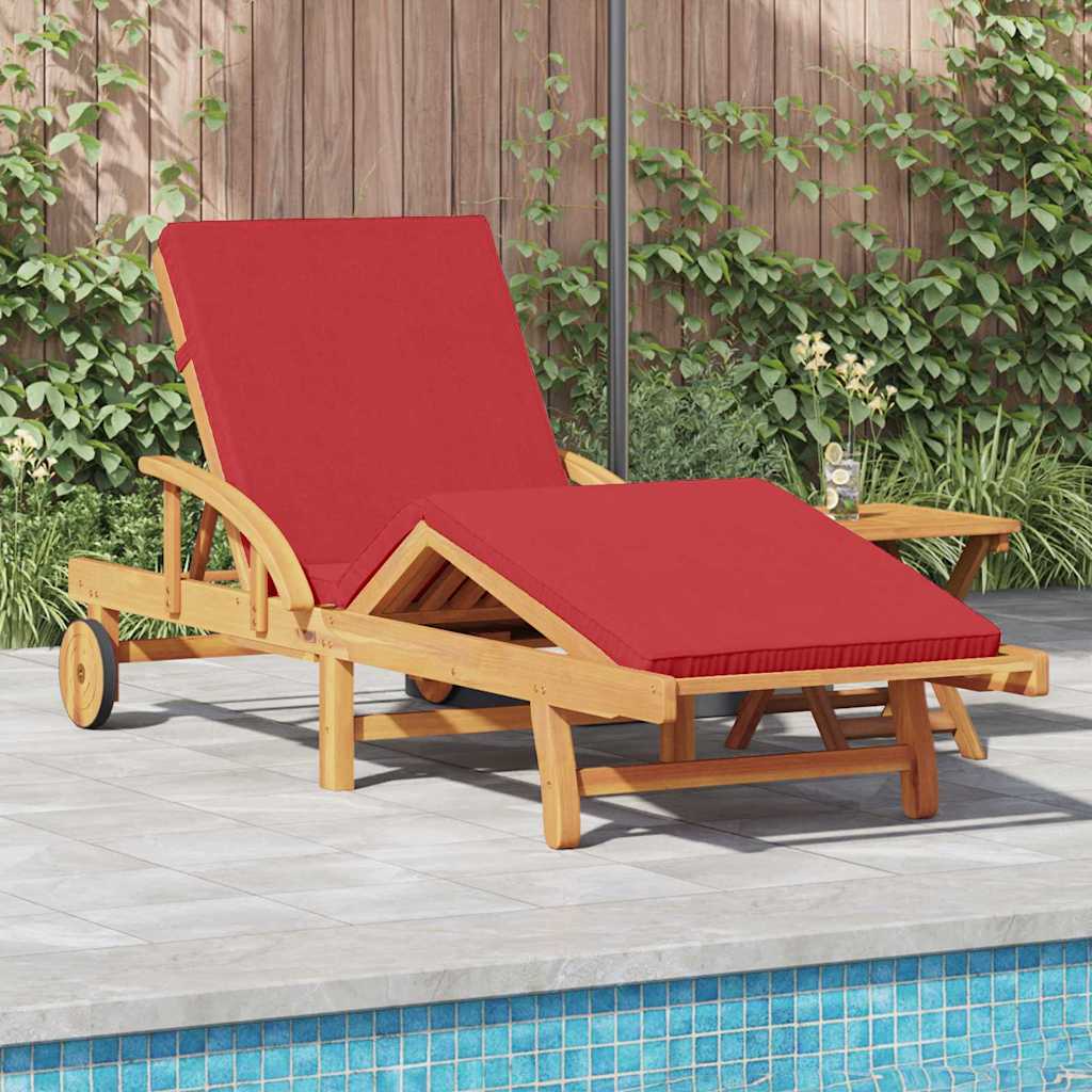 Sun Lounger Reclining Red 200 x 67 x 84cm Solid Acacia wood