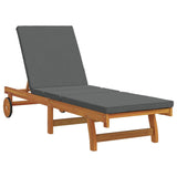 Sun Lounger Reclining Brown 63 x 199 x 85cm Solid Acacia wood