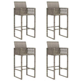 5 Piece Garden Bar Set without Cushions Grey Poly Rattan Acacia