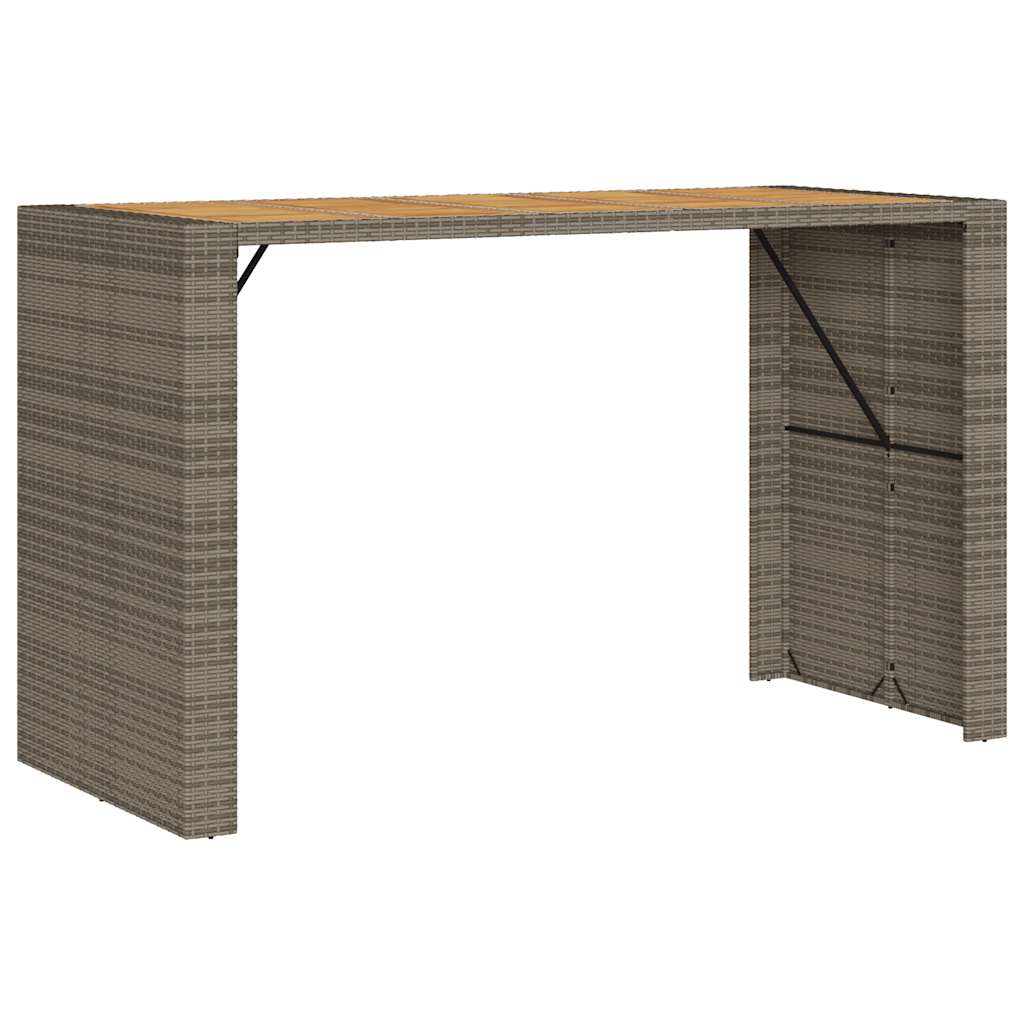 5 Piece Garden Bar Set without Cushions Grey Poly Rattan Acacia