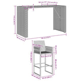 5 Piece Garden Bar Set without Cushions Grey Poly Rattan Acacia