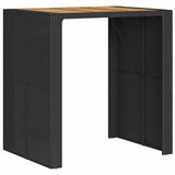 5 Piece Garden Bar Set with Cushions Black Poly Rattan Acacia