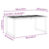 Garden Dining Table Grey 180 x 90 x 75 cm