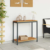 Outdoor Table with Storage Natural and black 80 x 35 x 75 cm