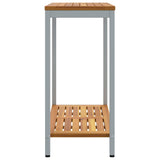Outdoor Table with Storage Natural and grey 80 x 35 x 75 cm