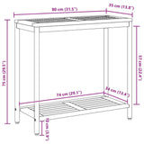 Outdoor Table with Storage Natural and grey 80 x 35 x 75 cm