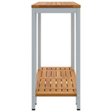 Outdoor Table with Storage Natural and grey 110 x 35 x 75 cm