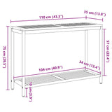 Outdoor Table with Storage Natural and grey 110 x 35 x 75 cm