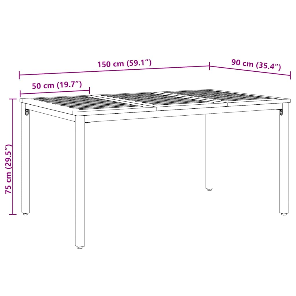 Outdoor Tables Natural and grey 150 x 90 x 75 cm