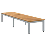 Sun lounger Reclining Grey 200 x 55 x 35cm Solid Acacia wood