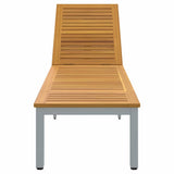 Sun lounger Reclining Grey 200 x 55 x 35cm Solid Acacia wood