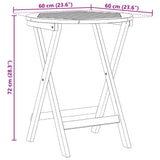 Folding Garden Table Natural 60 x 60 x 72 cm Solid acacia wood