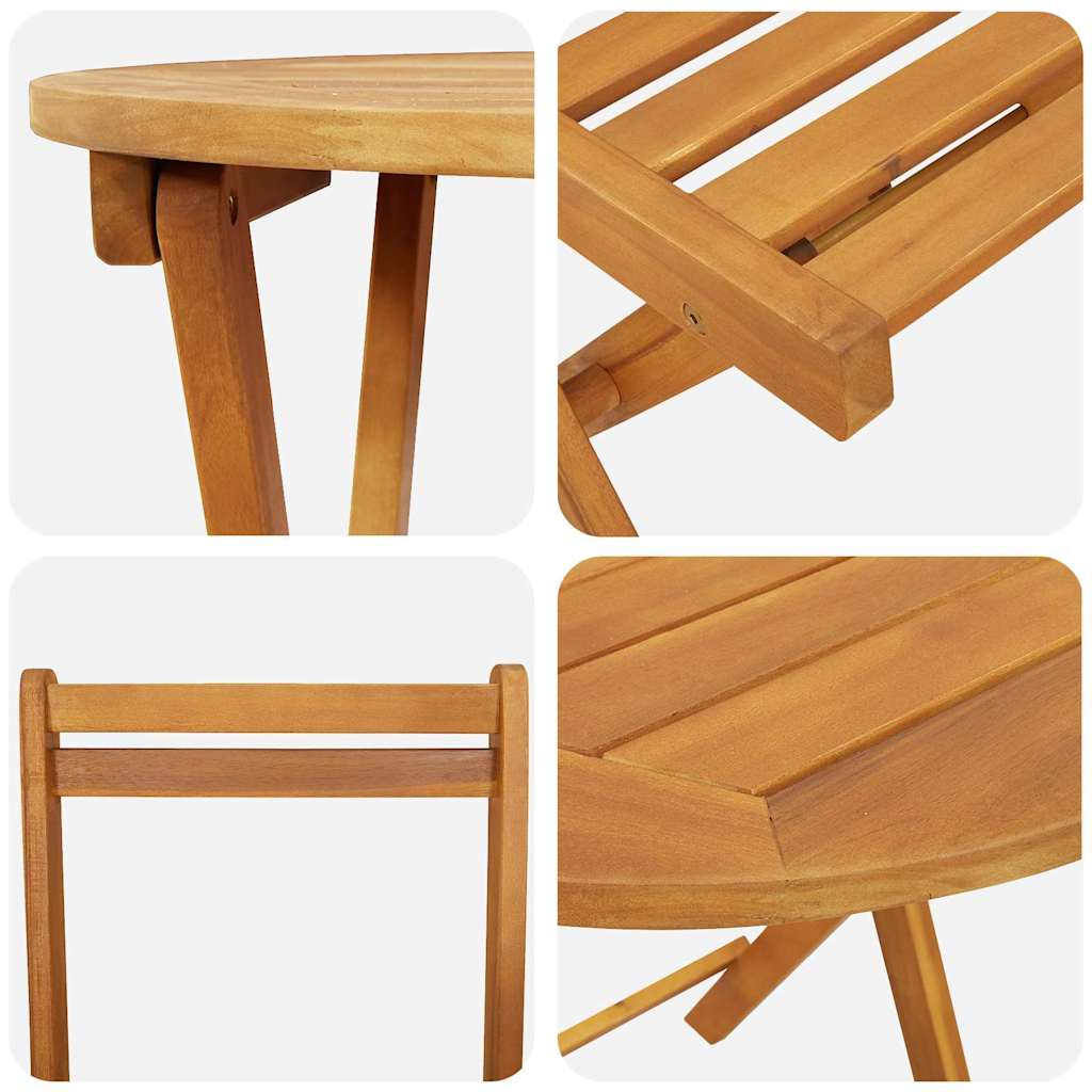 Garden Bistro Set with Cushion 3 pcs Brown Solid acacia wood