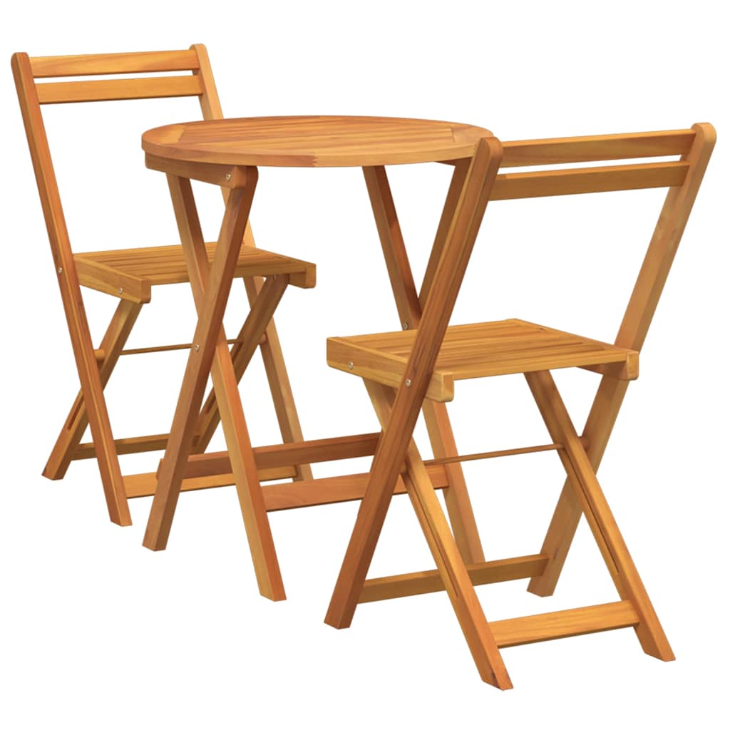 Garden Bistro Set with Cushion 3 pcs Brown Solid acacia wood