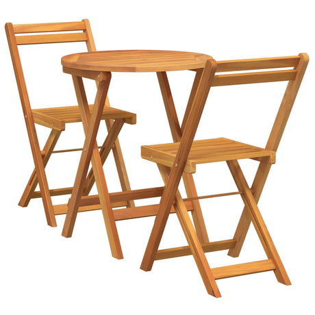 Garden Bistro Set with Cushion 3 pcs Brown Solid acacia wood