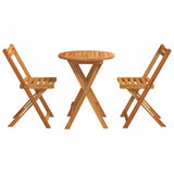 Garden Bistro Set with Cushion 3 pcs Brown Solid acacia wood