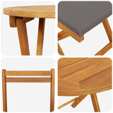 Garden Bistro Set with Cushion 3 pcs Brown Solid acacia wood