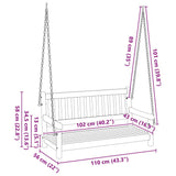 Garden Swing Bench Brown 119 x 35 x 47cm Solid Acacia wood