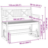 Garden Glider Bench Brown 110 x 59 x 97cm Solid Acacia wood