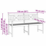 Garden Bench Brown 150 x 56 x 90cm Solid Acacia wood