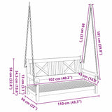 Garden Swing Bench Brown 119 x 35 x 47cm Solid Acacia wood