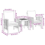 Garden Sofa Set with Cushion 3 pcs Brown Solid acacia wood