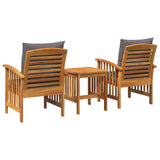 Garden Sofa Set with Cushion 3 pcs Brown Solid acacia wood