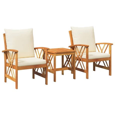 Garden Sofa Set with Cushion 3 pcs Brown Solid acacia wood