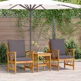Garden Sofa Set with Cushion 3 pcs Brown Solid acacia wood